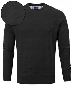 Elegancki SWETER Męski Klasyczny CZARNY Bawełniany L Pako Jeans - Swetry męskie - miniaturka - grafika 1