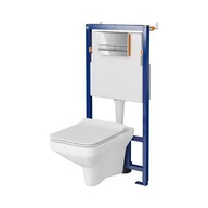 Stelaże i zestawy podtynkowe do WC - Cersanit Tech Line Opti Set B624 Zestaw Toaleta WC bez kołnierza + deska wolnoopadająca + stelaż podtynkowy WC + przycisk spłukujący WC S701-647 - miniaturka - grafika 1