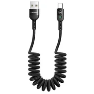Kable komputerowe i do monitorów - Omega Kabel USB Mcdodo Mcdodo kabel sprężynka LED USB-C 1,8 m czarny 74593 - miniaturka - grafika 1