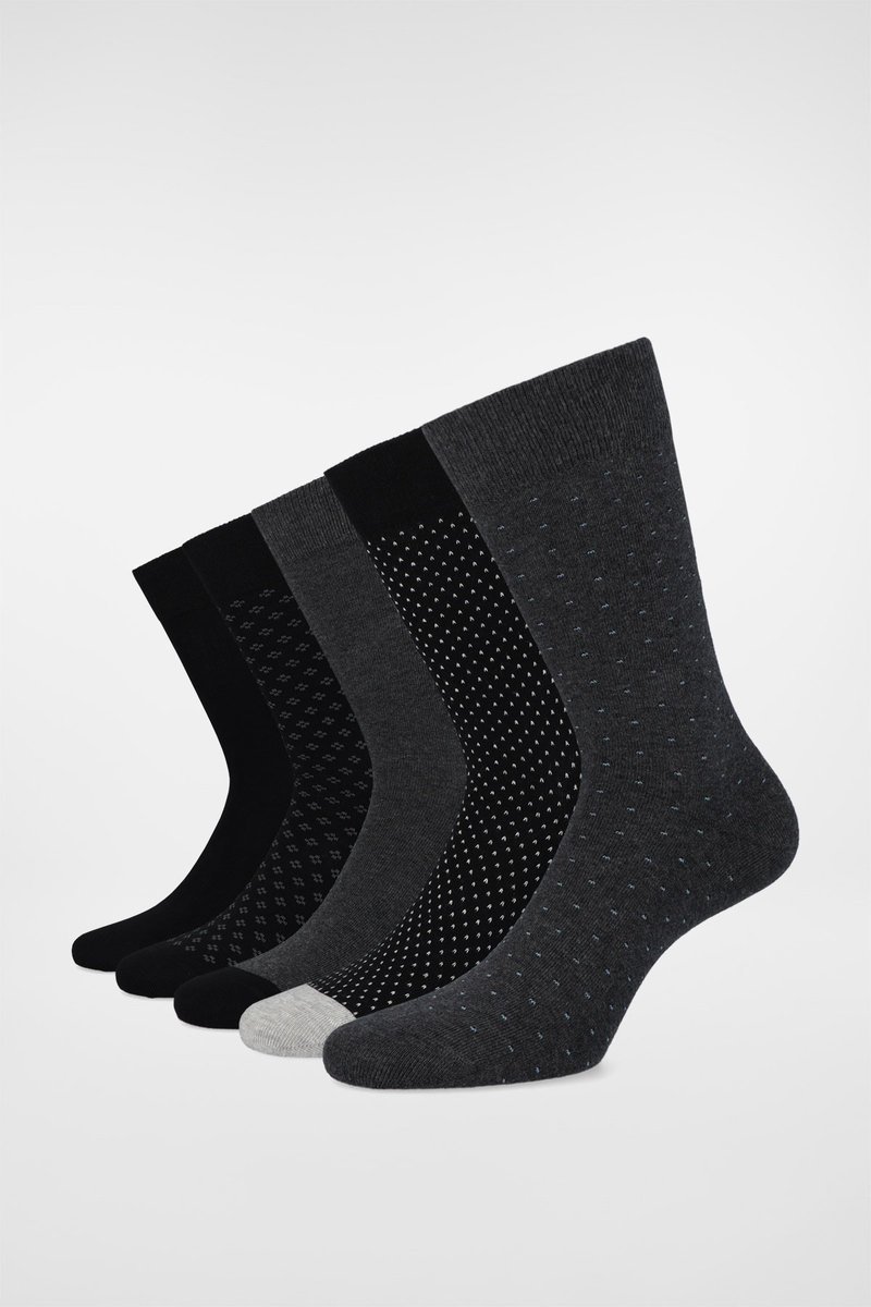 Zestaw 5 Par Wysokich Skarpet Gładkich i We Wzory PM8