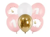 Baby shower i roczek - Balony Roczek Baby pink 30cm 6szt - PartyDeco - miniaturka - grafika 1