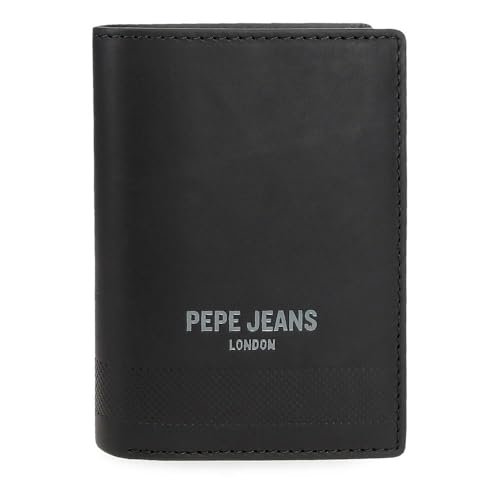 Pepe Jeans Głęboki pionowy portfel z portmonetką czarny 8,5x11,5x1 cm Skóra by Joumma Bags, Czarny (Black), Talla única, Pionowy portfel z portfelem