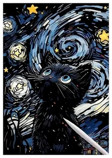 Świecąca w Ciemności Zdrapka Czarny Kot 40x28 cm - Zabawki kreatywne - miniaturka - grafika 1