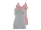 Bluzki ciążowe - esmara® Topy damskie do karmienia z bawełny organicznej, 2 sztuki (XS(32/34), Szary/różowy) - miniaturka - grafika 1