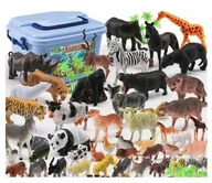 Figurki dla dzieci - Zestaw Figurek Zwierzęta Safari 58 Elementów Z Poręcznym Pudełkiem - miniaturka - grafika 1