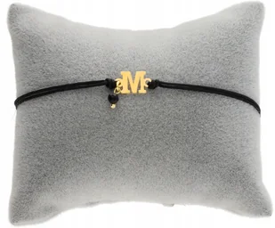 Złota Bransoletka sznurkowa dowolna literka litera onyks SREBRO 925 - Bransoletki - miniaturka - grafika 1