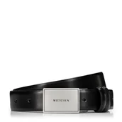 Paski - Męski pasek ze skóry z zabudowaną klamrą czarny - miniaturka - grafika 1