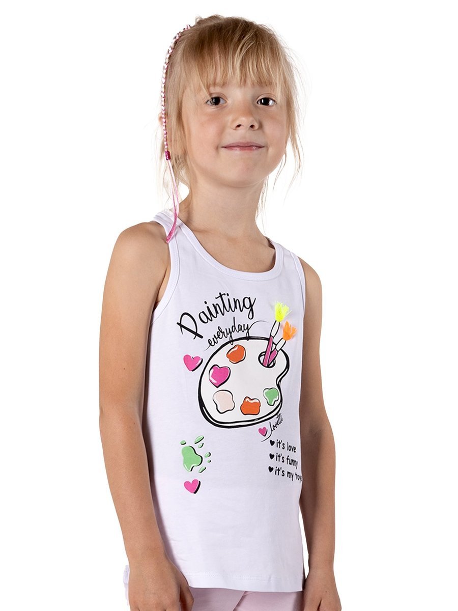 Podkoszulka dziewczęca bokserka bawełniana z aplikacją 3D biała 122-128 YOCLUB