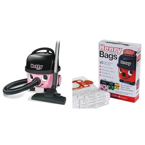 Numatic 903371 odkurzacz, klasyczny różowy & Numatic Henry NVM-1CH, worki do odkurzacza, różne