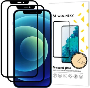 Wozinsky zestwaw 2x super wytrzymałe szkło hartowane Full Glue na cały ekran z ramką Case Friendly iPhone 12 Pro / iPhone 12 czarny - Szkła hartowane na telefon - miniaturka - grafika 1