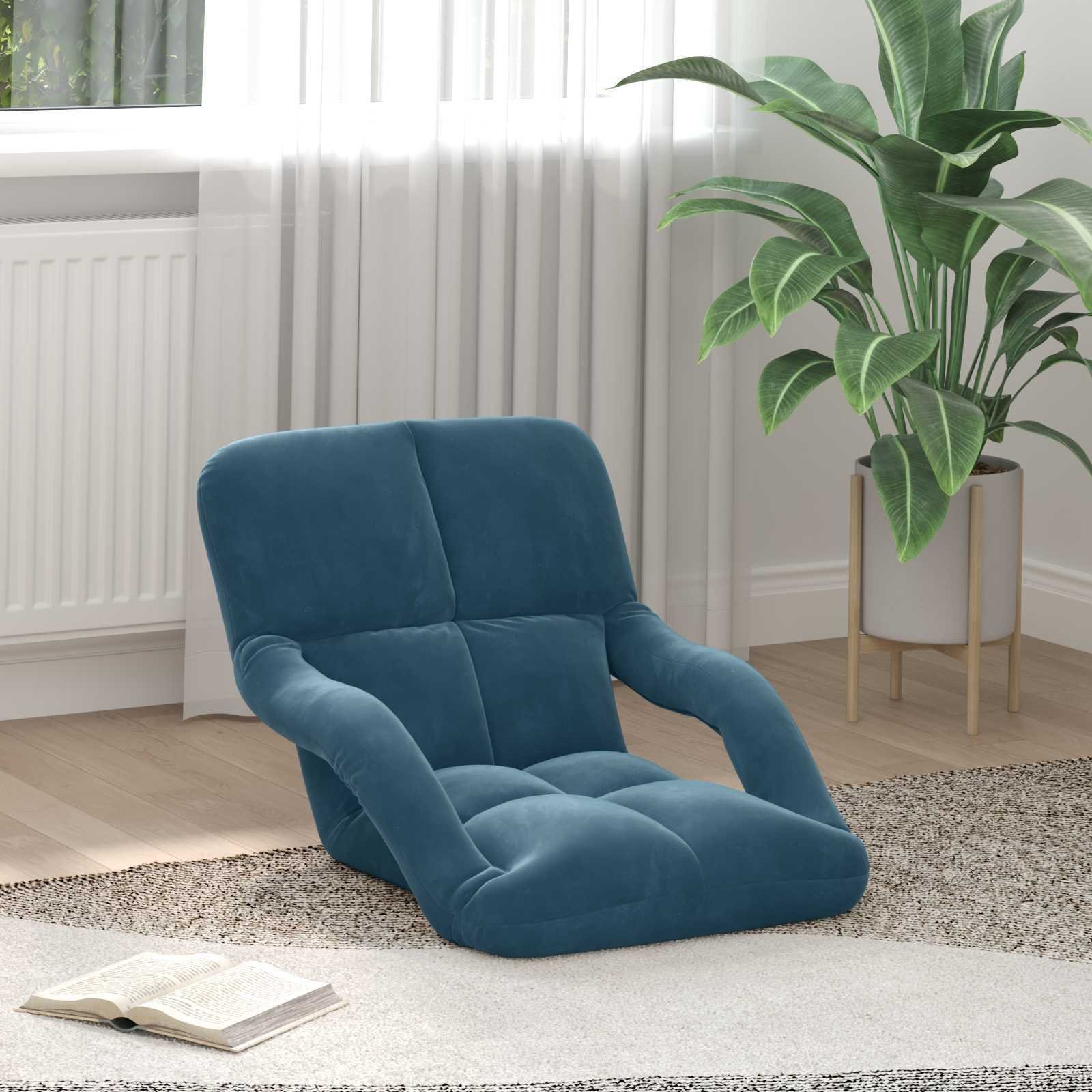 vidaXL vidaXL Krzesło na podłogę Niebieski 58 x 62 x 58 cm Aksamit