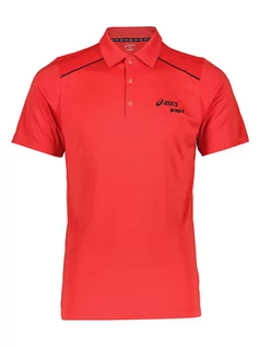 Koszulki sportowe męskie - Asics Funkcyjna koszulka polo w kolorze czerwonym - grafika 1