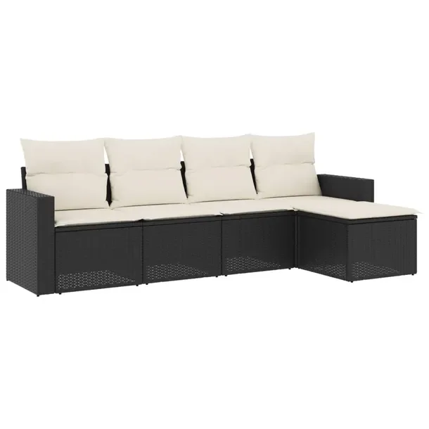 Modułowy zestaw mebli ogrodowych z rattanem PE, czarny, wymiary: 65,5x62x6