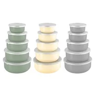 Pojemniki kuchenne - PojemnikI emaliowane z pokrywką 10-18 cm gładkie mix - miniaturka - grafika 1