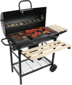 Paleniska ogrodowe - Duży zamykany grill węglowy ogrodowy na kółkach z półkami i paleniskiem - miniaturka - grafika 1