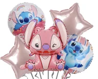 Balony i akcesoria - Zestaw balonów Lilo i Stich różowe sdz -16 - miniaturka - grafika 1