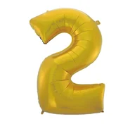 Balony i akcesoria - GoDan Balon foliowy cyfra 2 45" złoty mat HS-C45ZM2 - miniaturka - grafika 1