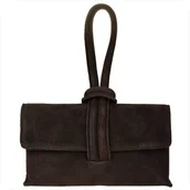 Torebki damskie - Torebka wizytowa skóra naturalna zamszowa brąz czekolada - miniaturka - grafika 1