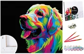 Malowanie po numerach - Zestaw do malowania po numerach, 40x50 cm, Kolorowy Golden Retriever - miniaturka - grafika 1