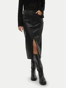 Spódnice - Vero Moda Spódnica z imitacji skóry Veri 10311707 Czarny Regular Fit - miniaturka - grafika 1