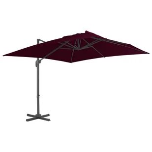 vidaXL Parasol wiszący na aluminiowym słupku, bordowy, 300x300 cm 312314 - Parasole ogrodowe - miniaturka - grafika 9