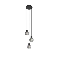 Lampy sufitowe - QAZQA Lampa wisząca Art Deco czarna z dymionym szkłem okrągła 3-punktowa - Vidro - miniaturka - grafika 1