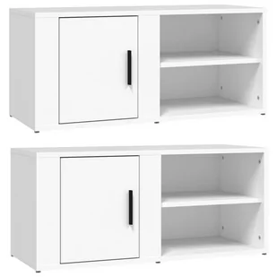 Lumarko Szafki pod telewizor, 2 szt., białe, 80x31,5x36,5 cm - Szafki RTV - miniaturka - grafika 3