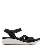 Sandały damskie - Clarks Sandały w kolorze czarnym na koturnie - miniaturka - grafika 1