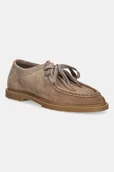 Mokasyny damskie - Tommy Hilfiger mokasyny zamszowe LIGHTWEIGHT SUEDE APRON TOE damskie kolor beżowy na płaskim obcasie FW0FW09262 - miniaturka - grafika 1