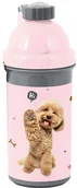 Bidony dla dzieci - Paso Bidon Szkolny szaro-różowy z pieskiem 550ml - miniaturka - grafika 1