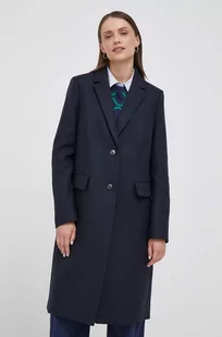Tommy Hilfiger płaszcz wełniany kolor granatowy przejściowy - Płaszcze damskie - miniaturka - grafika 1