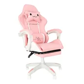 Krzesła obrotowe dla dzieci - Fotel Dziecięcy Dla Gracza Różowy Z Podnóżkiem Gamingowy Obrotowy Miękki - miniaturka - grafika 1