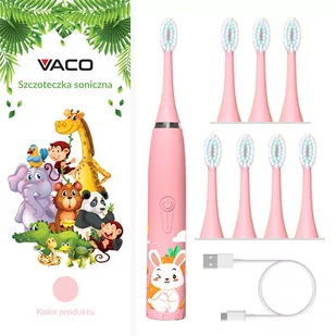 SZCZOTECZKA SONICZNA DLA DZIECI ELEKTRYCZNA DO ZĘBÓW VACO Soniczna szczoteczka do dziecięcych zębów Vaco + 8 wymiennych końcówek - Szczoteczki do zębów dla dzieci - miniaturka - grafika 1