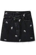 Spódnice - Spódnica damska Desigual Fal mini hafty zebra-S - miniaturka - grafika 1