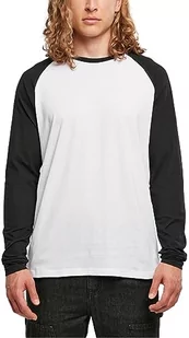 Build Your Brand Męski T-Shirt Contrast Raglan Longsleeve White/Black S, biały/czarny, S - Koszulki męskie - miniaturka - grafika 1