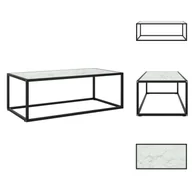 Ławy i stoliki kawowe - vidaXL Stolik kawowy czarny z białym szkłem o marmurowym wyglądzie 100x50x35 cm - Stoliki kawowe - miniaturka - grafika 1