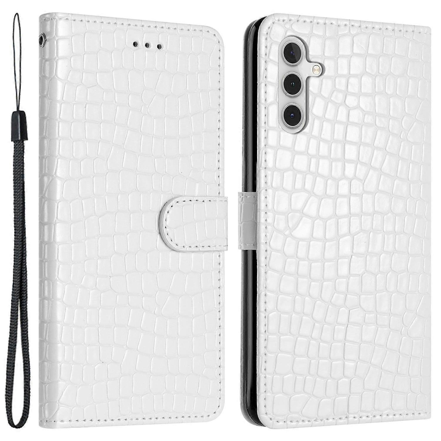 Dla Samsung Galaxy A54 5G Crocodile Texture Stand Skórzana osłona Anti-drop Portfel na telefon z Han Biały White
