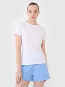 Koszulki i topy damskie - 4F T-shirt slim gładki damski - biały L - miniaturka - grafika 1