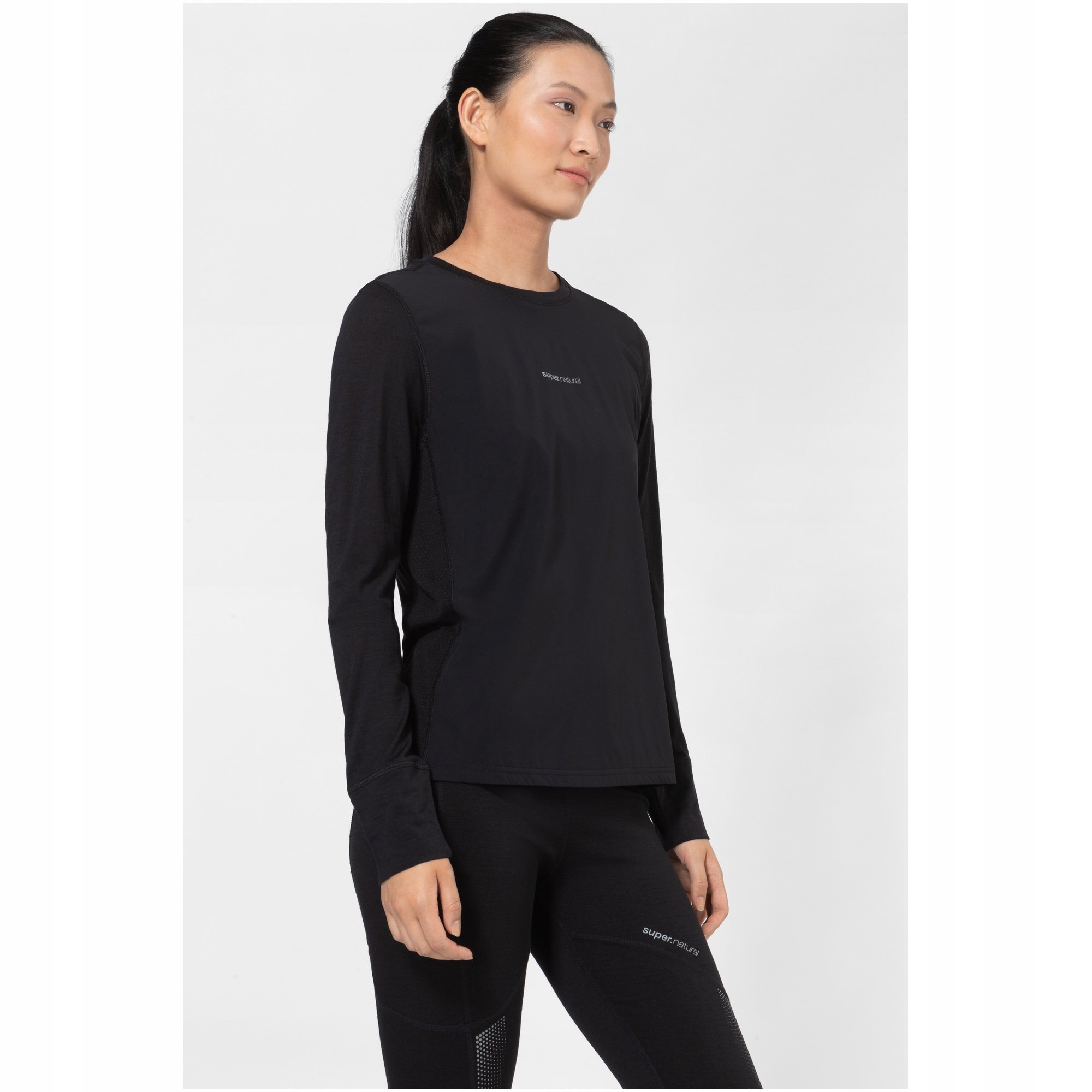 Koszulka damska longsleeve Super.natural Windbreaker Ls czarna r. S
