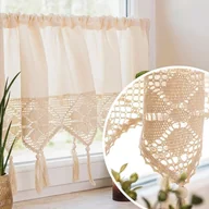 Firany - Gotowa bawełniana zazdrostka z ażurem, Rachela, kolor kremowy, oferowana w rozmiarze: 100x90 cm - miniaturka - grafika 1