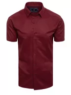 Koszule męskie - Koszula męska z krótkim rękawem bordowa Dstreet KX0991 - miniaturka - grafika 1