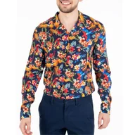 Koszule męskie - Koszula męska Guess klasyczna w kwiaty papugi granatowa-M - miniaturka - grafika 1