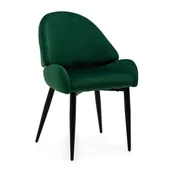 Krzesła - Krzesło tapicerowane welurowe do salonu jadalni BERGAMO zielone - miniaturka - grafika 1
