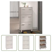 Szafki na buty - The Living Store Szafka na buty HAMAR biała 59,5x35x117 cm lite drewno sosnowe - miniaturka - grafika 1