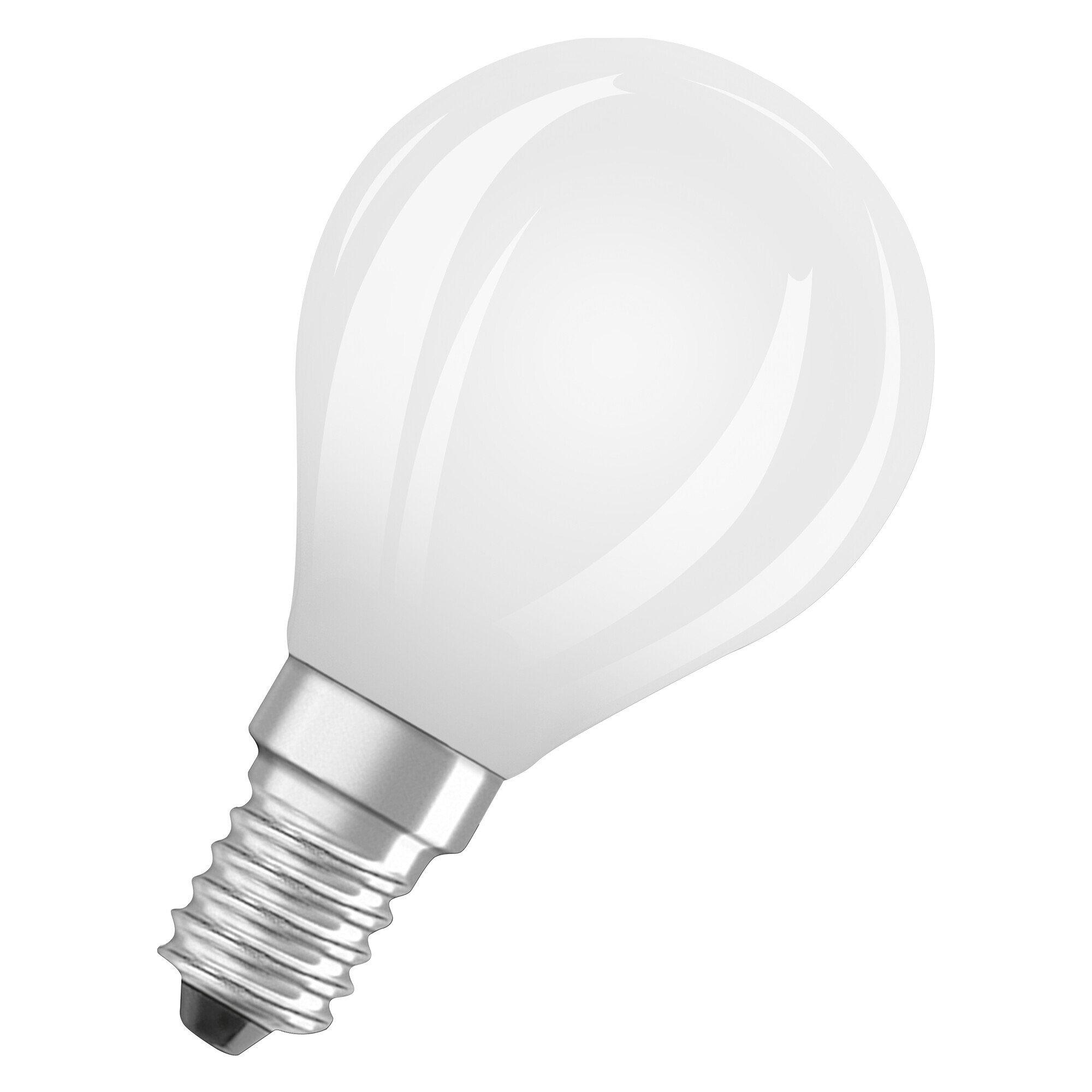 Żarówka LED Star Globe firmy OSRAM w klasycznym kształcie miniball, 5,5 W / 806 lm, 4000 K dla chłodnego białego światła, CRI 80, wykonana z matowego szkła bezołowiowego, trzonek E14, IP20, EEK D, średnica 45 mm.