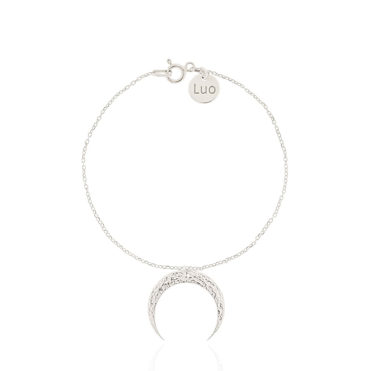 Bransoletka srebrna z dużym młotkowanym księżycem