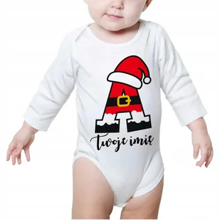 Body Niemowlęce Białe ŚWIĄTECZNE Na Prezent Imię Personalizacja - Rozm. 80 - Body dla niemowląt - miniaturka - grafika 1