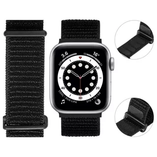 Pasek Alogy Nylon Strap z rzepem do Apple Watch 1/2/3/4/5/6/7/8/SE 38/40/41mm Czarny - Akcesoria do smartwatchy - miniaturka - grafika 2