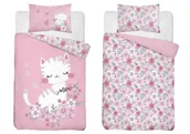 Pościel dla dzieci - Pościel dziecięca dwustronna Kot w Kwiatach różowa – 90x120 cm – MAYAMOO - miniaturka - grafika 1