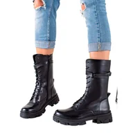 Botki damskie - Klasyczne glany Sergio Leone czarne - miniaturka - grafika 1